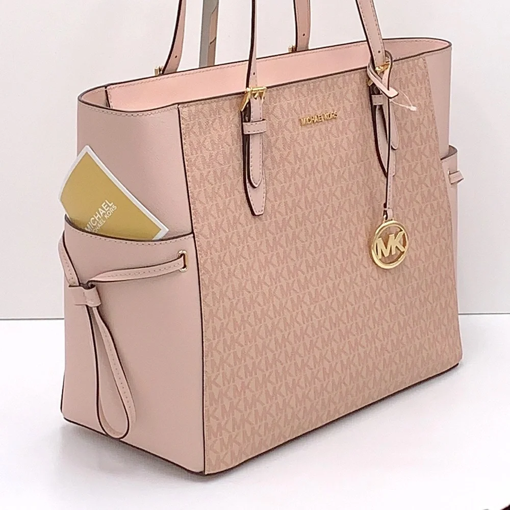 MICHAEL KORS GILLY LARGE DRAWSTRING TRAVEL TOTE BALLET SIGNATURE COLOR - Picture 6 of 14